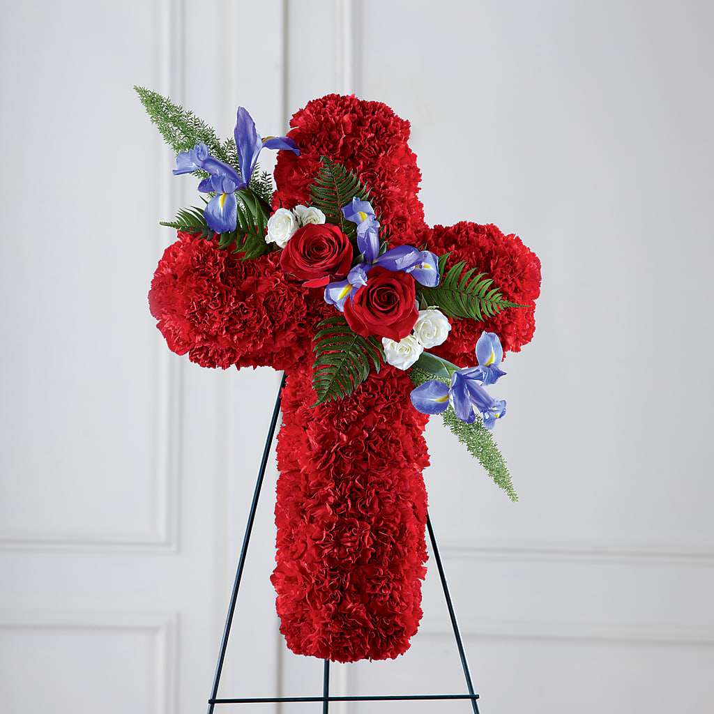 Faithful Hero Floral Cross – House Of Flowers, Worcester MA