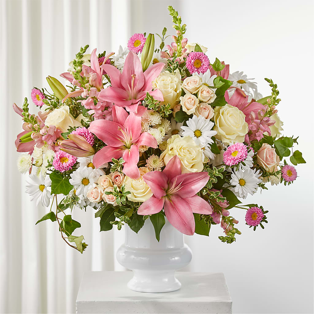 Empathetic Blooms Urn Arrangement – House Of Flowers, Worcester MA