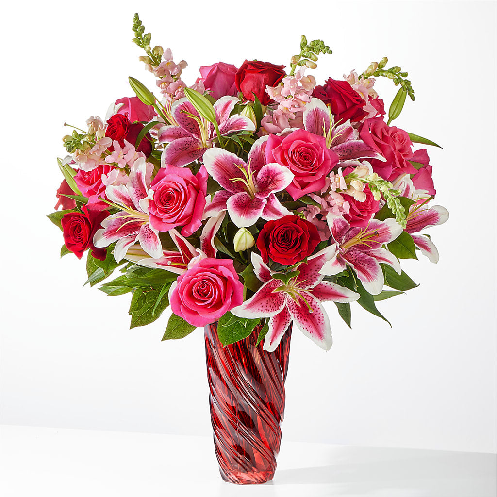Always You Bouquet with Luxe Swirl Vase – House Of Flowers, Worcester MA