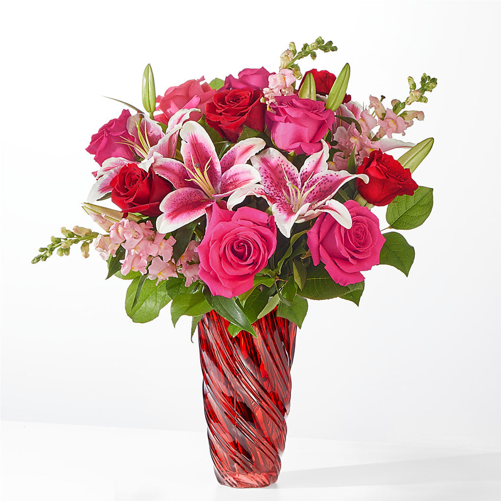 Always You Bouquet with Luxe Swirl Vase – House Of Flowers, Worcester MA