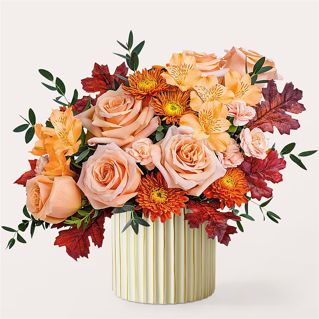 Spiced Latte Bouquet with Ivory Vase – House Of Flowers, Worcester MA