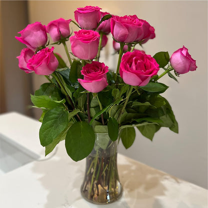 Long Stem Pink Rose Bouquet –  House Of Flowers, Worcester MA