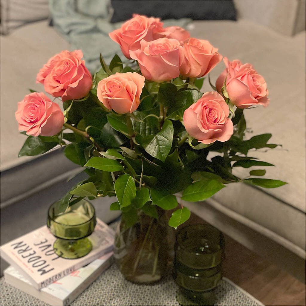Long Stem Pink Rose Bouquet –  House Of Flowers, Worcester MA