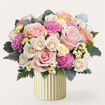 Blissful Moments Bouquet with Ivory Vase –  House Of Flowers, Worcester MA