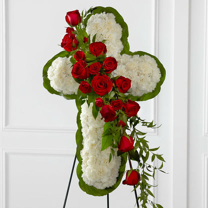 Floral Cross Easel –  House Of Flowers, Worcester MA