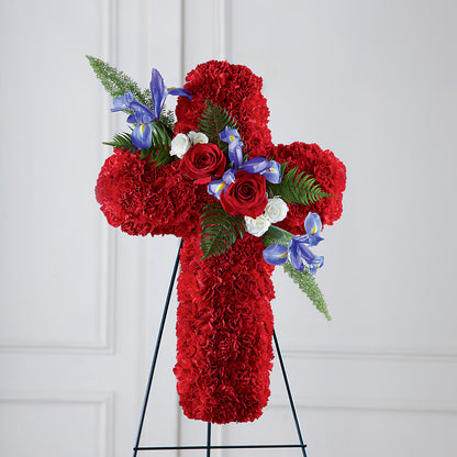 Faithful Hero Floral Cross –  House Of Flowers, Worcester MA