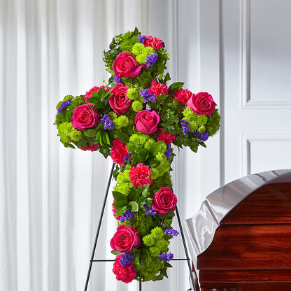 Tribute Rose Floral Cross –  House Of Flowers, Worcester MA