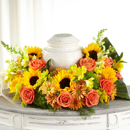 Faithful Sunflower Cremation Adornment –  House Of Flowers, Worcester MA