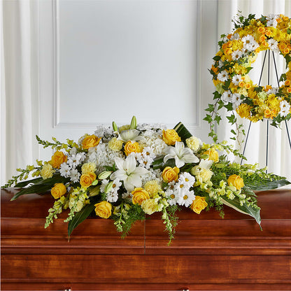 Golden Harmony Casket Spray –  House Of Flowers, Worcester MA