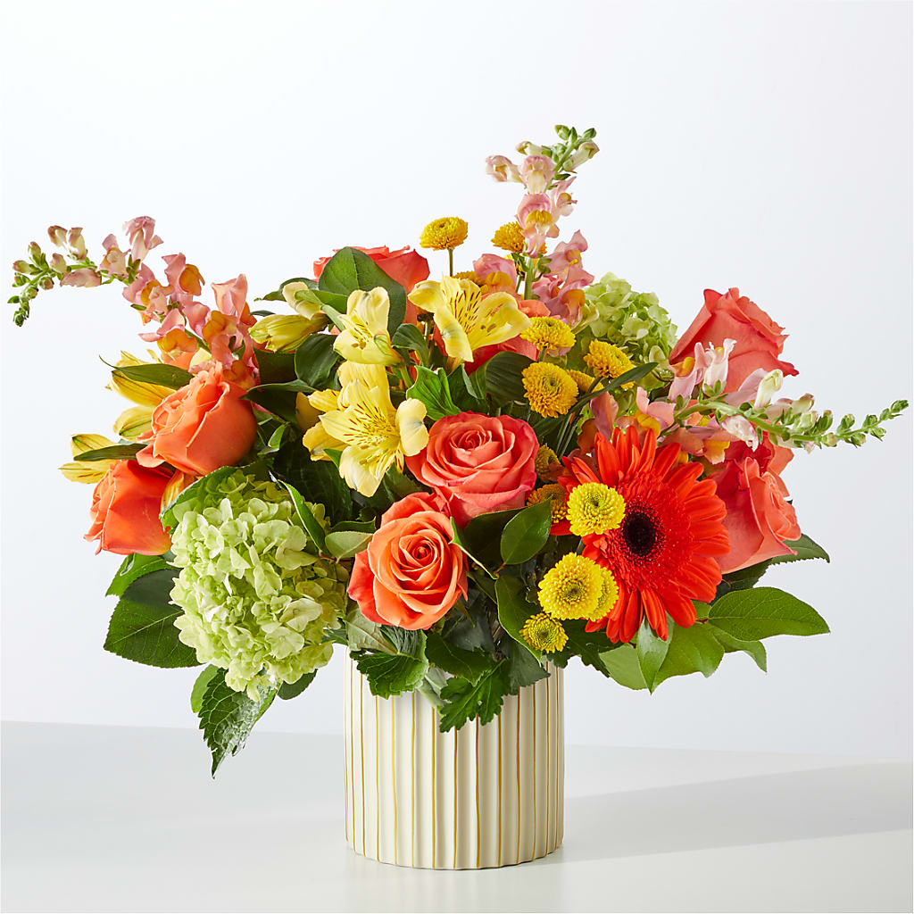 Autumn Sunshine Bouquet with Ivory Vase –  House Of Flowers, Worcester MA
