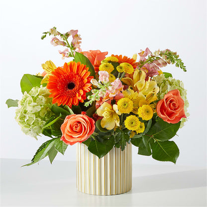 Autumn Sunshine Bouquet with Ivory Vase –  House Of Flowers, Worcester MA