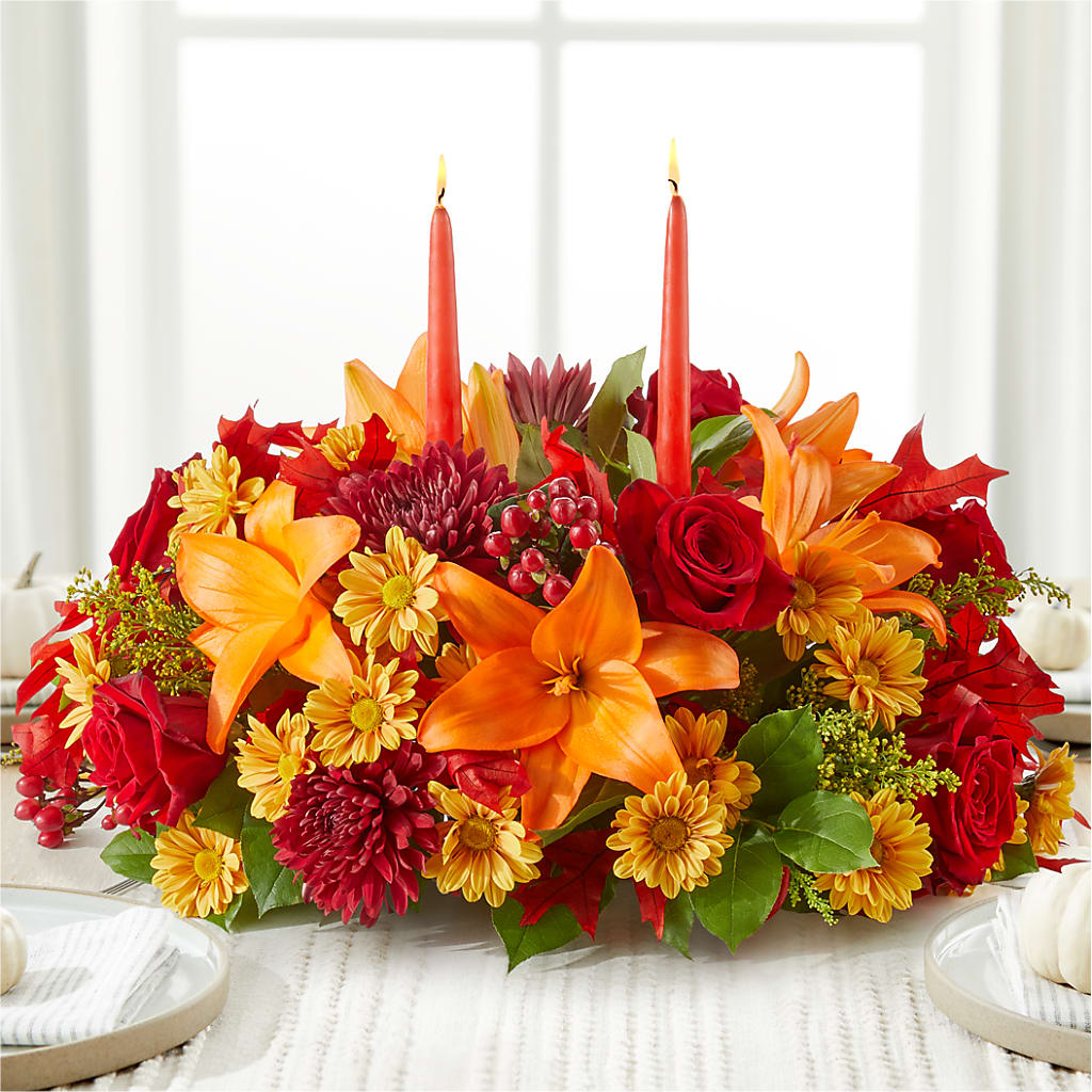 Autumn's Embrace Centerpiece –  House Of Flowers, Worcester MA