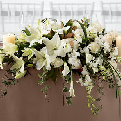 White Linen Arrangement –  House Of Flowers, Worcester MA