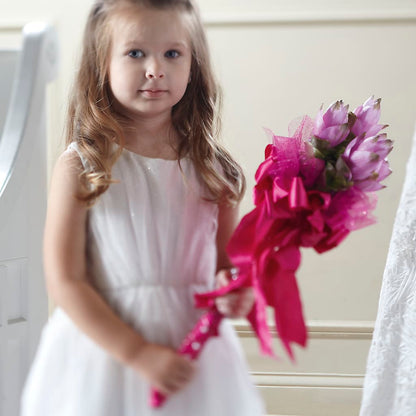 Sparkle Pink Flower Girl Bouquet –  House Of Flowers, Worcester MA